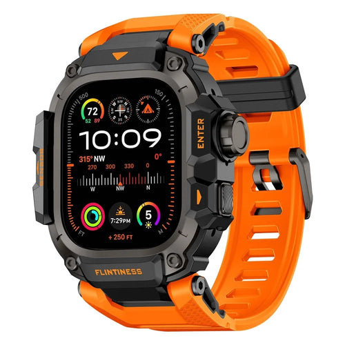 Rugged Watch Case with Strap for Apple Watch Ultra 3 49mm / Ultra 2 49mm / Ultra 49mm Silicone Band Protective Cover - Orange - 1