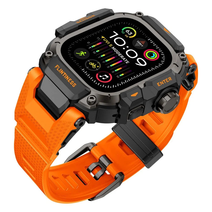 Rugged Watch Case with Strap for Apple Watch Ultra 3 49mm / Ultra 2 49mm / Ultra 49mm Silicone Band Protective Cover - Orange - 2