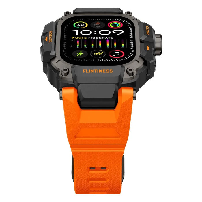 Rugged Watch Case with Strap for Apple Watch Ultra 3 49mm / Ultra 2 49mm / Ultra 49mm Silicone Band Protective Cover - Orange - 3