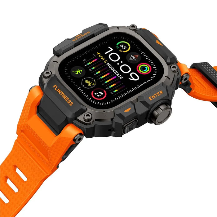 Rugged Watch Case with Strap for Apple Watch Ultra 3 49mm / Ultra 2 49mm / Ultra 49mm Silicone Band Protective Cover - Orange - 4