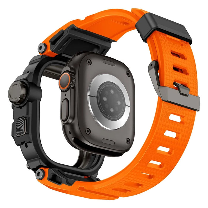 Rugged Watch Case with Strap for Apple Watch Ultra 3 49mm / Ultra 2 49mm / Ultra 49mm Silicone Band Protective Cover - Orange - 5