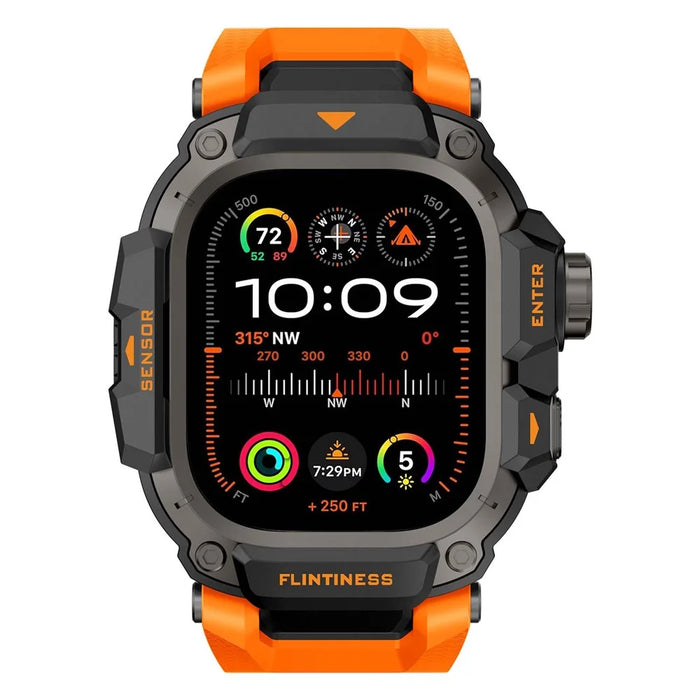 Rugged Watch Case with Strap for Apple Watch Ultra 3 49mm / Ultra 2 49mm / Ultra 49mm Silicone Band Protective Cover - Orange - 6