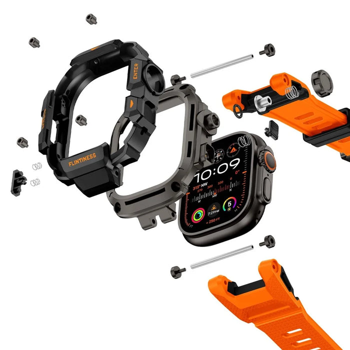 Rugged Watch Case with Strap for Apple Watch Ultra 3 49mm / Ultra 2 49mm / Ultra 49mm Silicone Band Protective Cover - Orange - 7