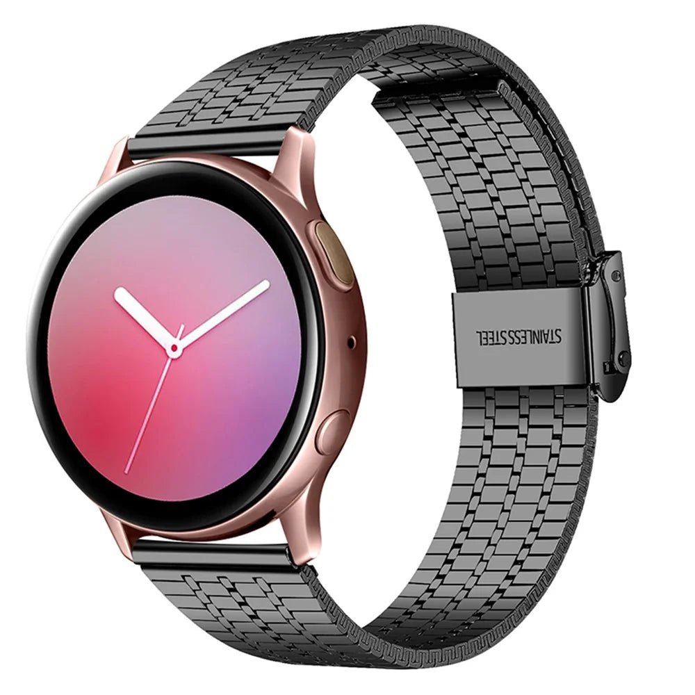 Seven Beads Stainless Steel Dual Buckle Design Watch Band Wrist Strap for Samsung Galaxy Watch 42mm/Watch3 41mm - Black - 2