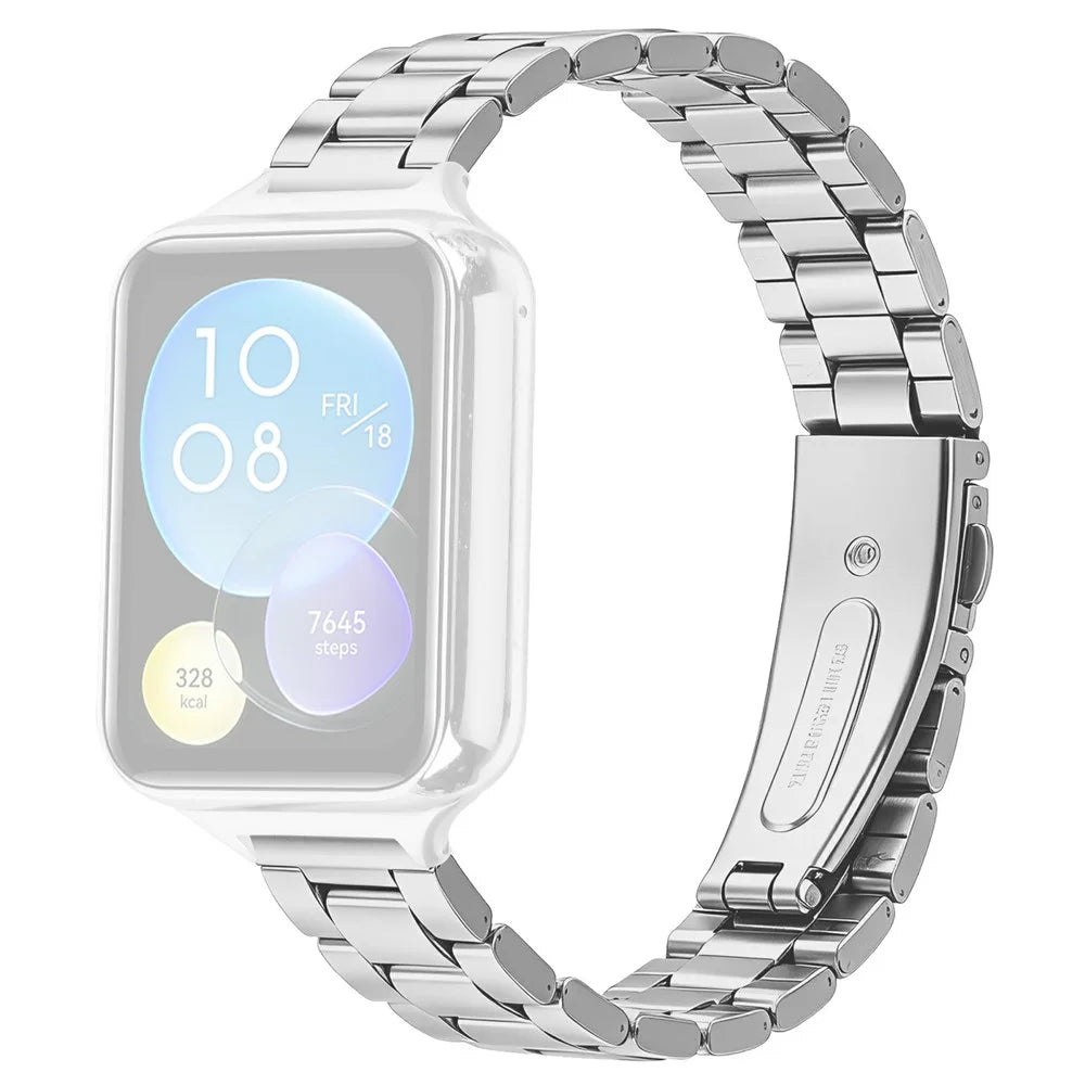 Stainless Steel Band for Xiaomi Smart Band 10 Pro / 9 Pro / 8 Pro / Redmi Watch 6 / 5 / 4 Three-bead Watch Strap with Folding Clasp - Silver - 1