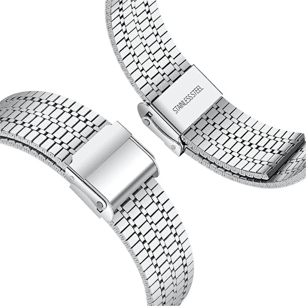 Seven Beads Stainless Steel Replacement Watch Band Dual Buckle Design Wrist Strap for Fitbit Versa/Versa 2/Versa Lite - Silver - 3