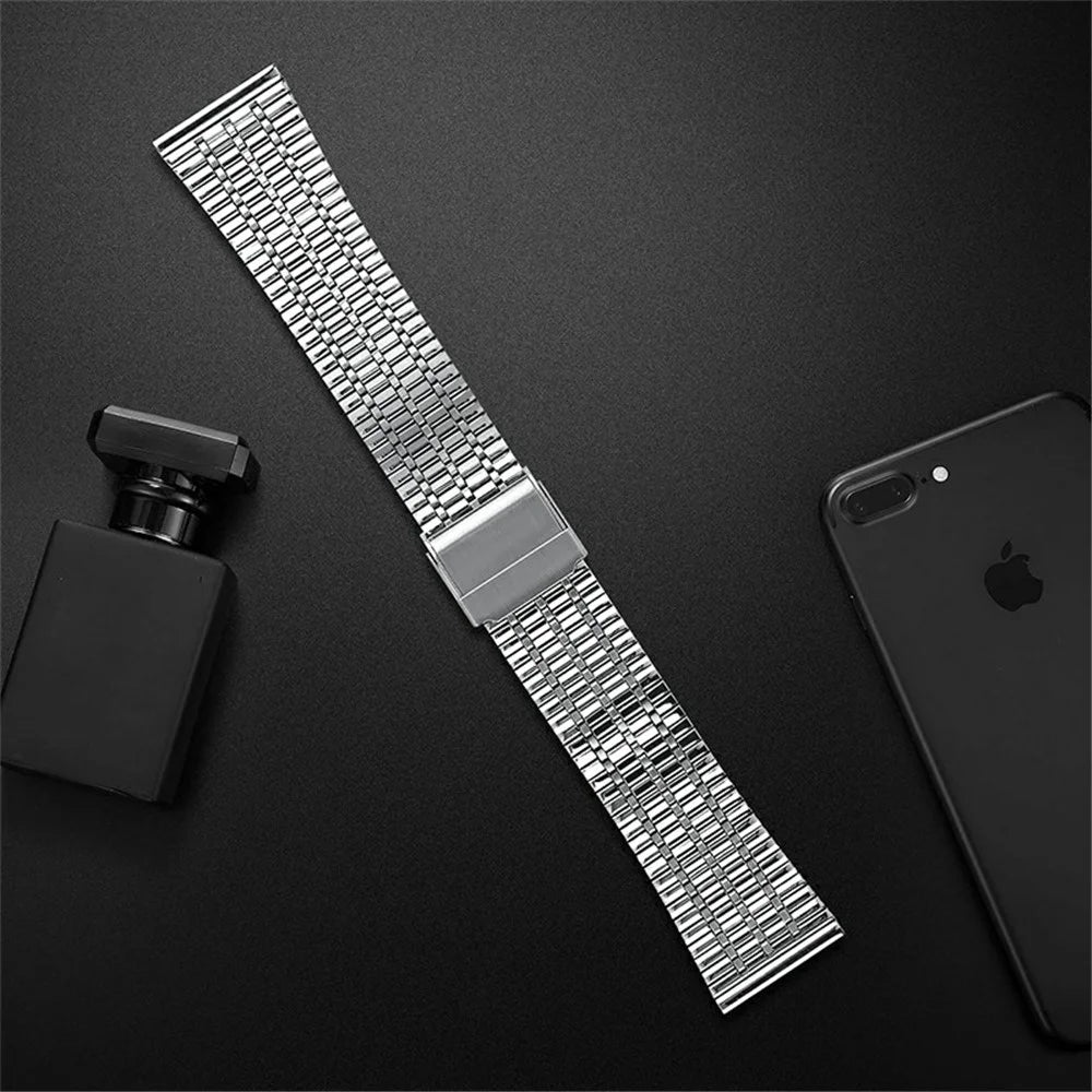 Seven Beads Stainless Steel Replacement Watch Band Dual Buckle Design Wrist Strap for Fitbit Versa/Versa 2/Versa Lite - Silver - 4