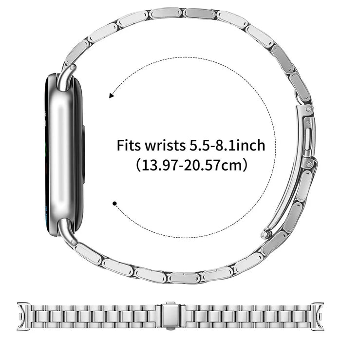 Stainless Steel Band for Xiaomi Smart Band 10 / 9 / 8 Three-bead Watch Strap with Folding Clasp - Silver - 6