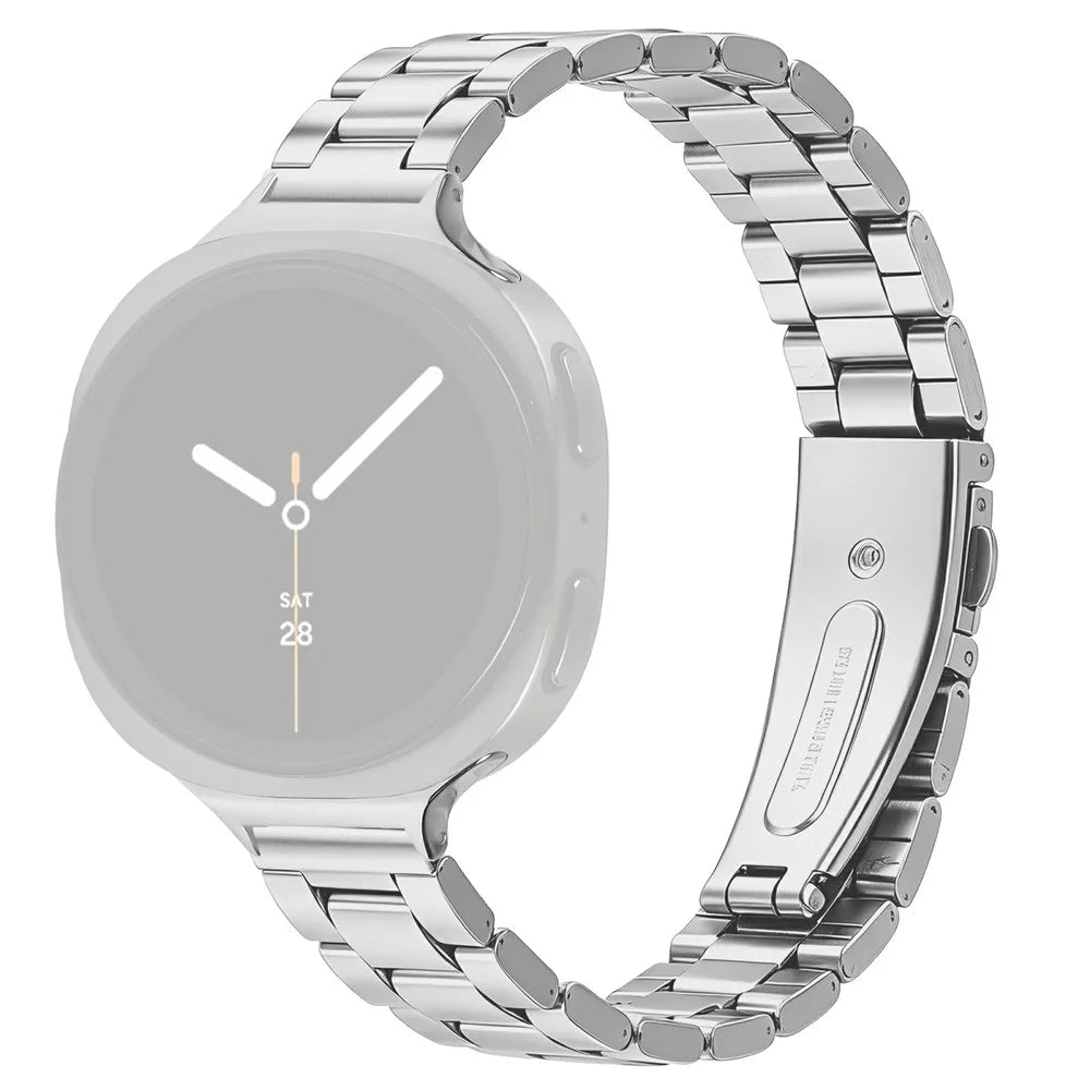 Stainless Steel Band for Samsung	Galaxy Watch8 40mm / Watch8 44mm / Watch8 Classic 46mm Three-bead Watch Strap with Folding Clasp - Silver - 1