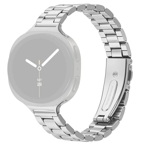 Stainless Steel Band for Samsung	Galaxy Watch8 40mm / Watch8 44mm / Watch8 Classic 46mm Three-bead Watch Strap with Folding Clasp - Silver - 1