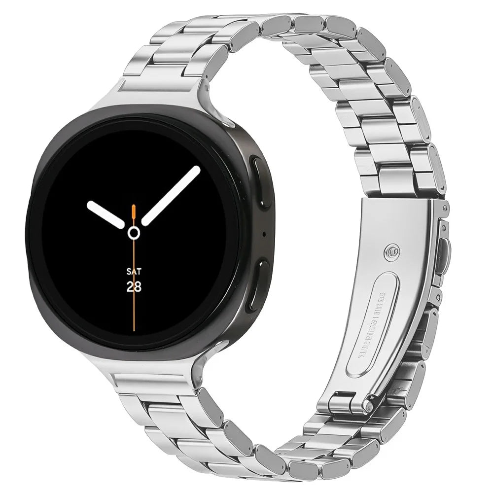 Stainless Steel Band for Samsung	Galaxy Watch8 40mm / Watch8 44mm / Watch8 Classic 46mm Three-bead Watch Strap with Folding Clasp - Silver - 2