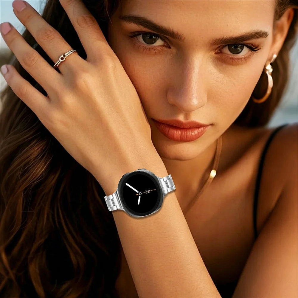 Stainless Steel Band for Samsung	Galaxy Watch8 40mm / Watch8 44mm / Watch8 Classic 46mm Three-bead Watch Strap with Folding Clasp - Silver - 4