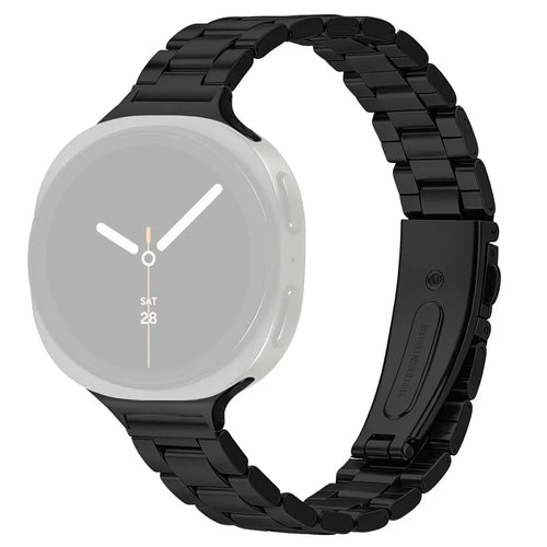 Watch Strap for Samsung Galaxy Watch8 40mm / Watch8 44mm / Watch8 Classic 46mm Stainless Steel Three-bead Band with Folding Clasp - Black - 1