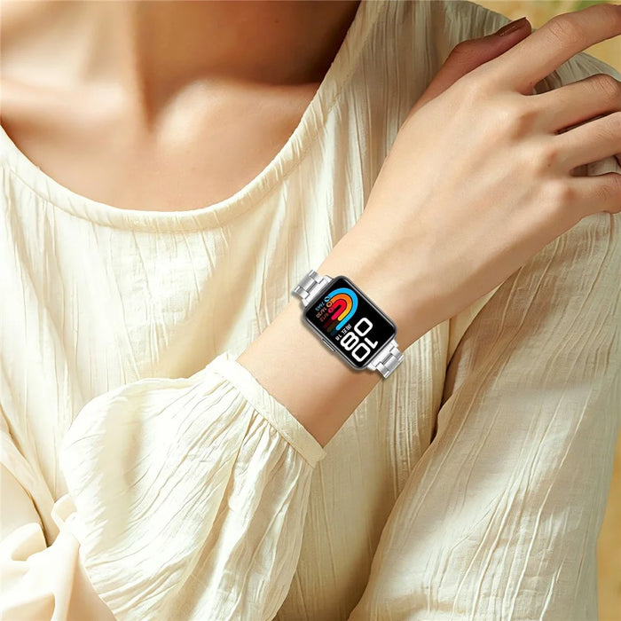 For Huawei Band 11 / 11 Pro Stainless Steel Band Three-bead Watch Strap with Folding Clasp - Silver - 5