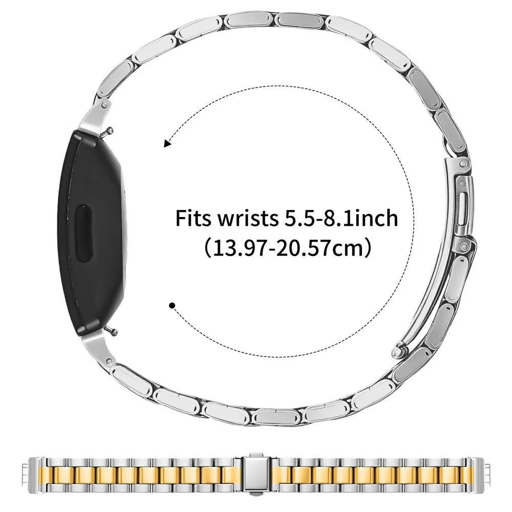Metal Watch Strap for Fitbit Inspire / Inspire 2 / Inspire HR Three-bead Stainless Steel Bracelet with Folding Clasp - Silver / Gold - 6