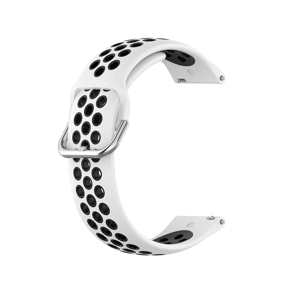 20mm Silicone Sports Watchband Wrist Strap for Samsung Galaxy Watch6 40mm 44mm / Watch6 Classic 43mm 47mm / Watch 5 40mm 44mm / 5 Pro 45mm / Watch4 40mm 44mm - White / Black - 2