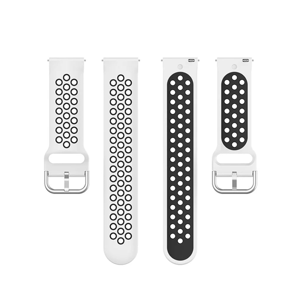 20mm Silicone Sports Watchband Wrist Strap for Samsung Galaxy Watch6 40mm 44mm / Watch6 Classic 43mm 47mm / Watch 5 40mm 44mm / 5 Pro 45mm / Watch4 40mm 44mm - White / Black - 4