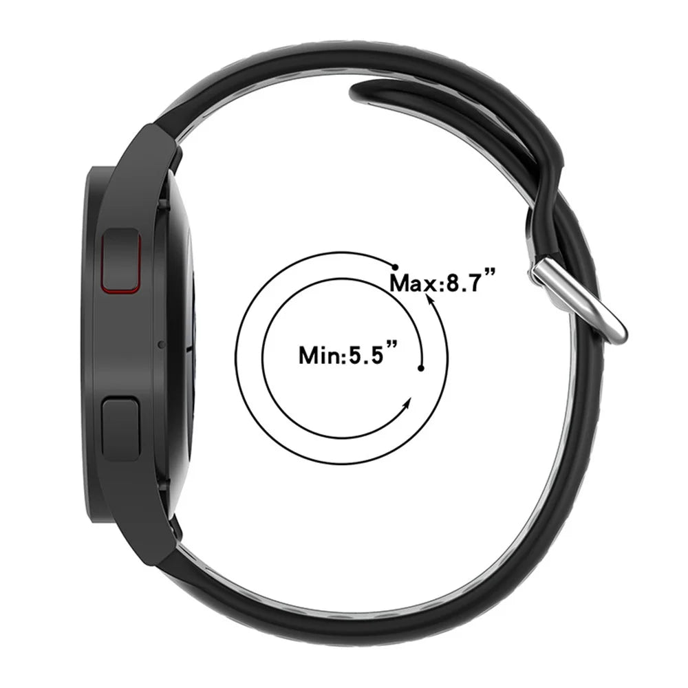 20mm Silicone Sports Watchband Wrist Strap for Samsung Galaxy Watch6 40mm 44mm / Watch6 Classic 43mm 47mm / Watch 5 40mm 44mm / 5 Pro 45mm / Watch4 40mm 44mm - White / Black - 5