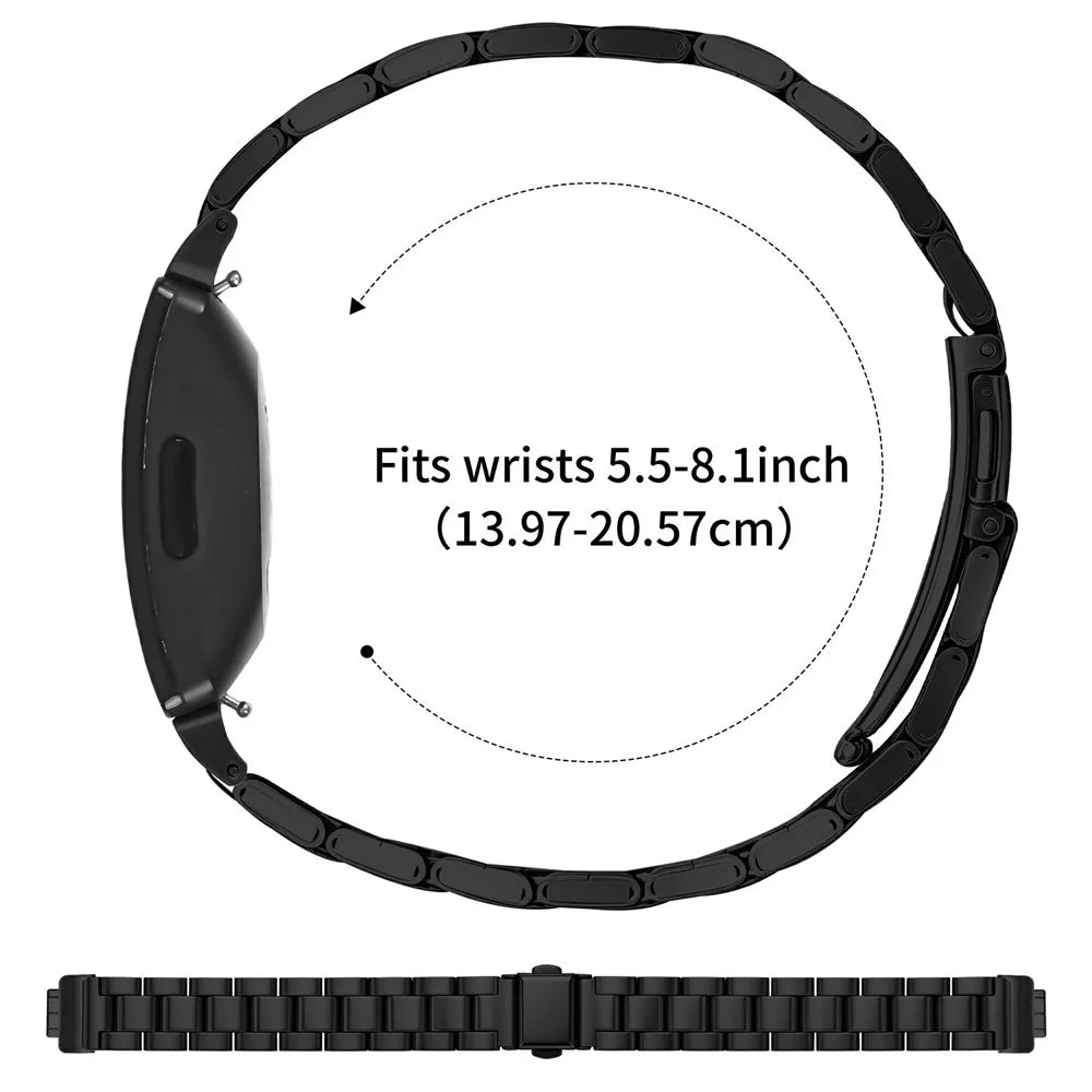 Watch Strap for Fitbit Inspire / Inspire 2 / Inspire HR Stainless Steel Three-bead Band with Folding Clasp - Black - 5