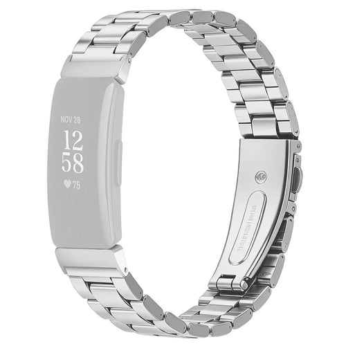 Stainless Steel Band for Fitbit Inspire / Inspire 2 / Inspire HR Three-bead Watch Strap with Folding Clasp - Silver - 1
