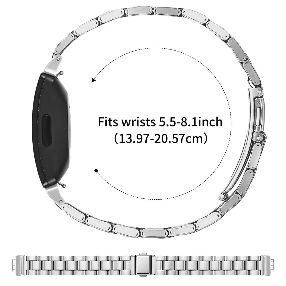 Stainless Steel Band for Fitbit Inspire / Inspire 2 / Inspire HR Three-bead Watch Strap with Folding Clasp - Silver - 6
