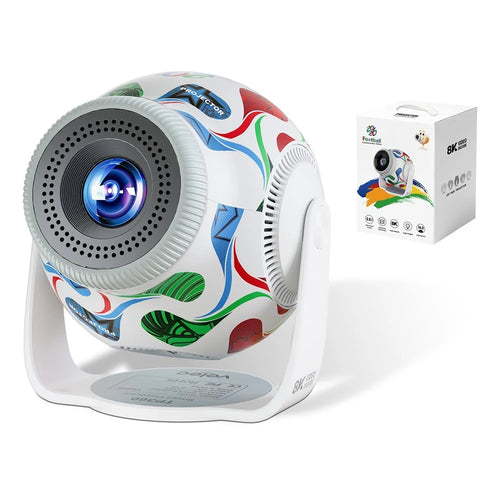 TP360 Football Design Mini Smart Projector Android 14.0 WiFi 6 Bluetooth-compatible 5.4 270 Degree Rotate for Home Outdoor - US Plug - 1