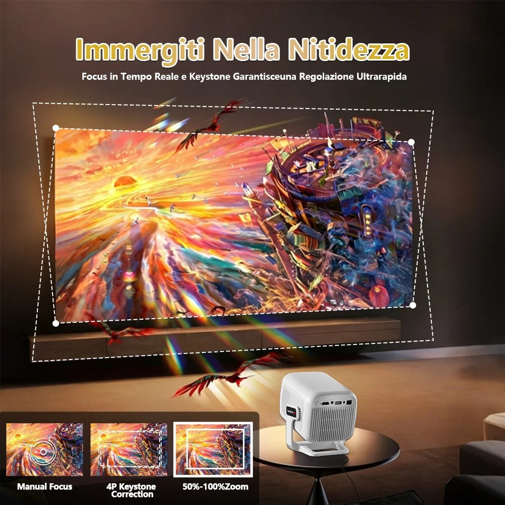 TP300 NTV 1080P Projector Android 13 Amlogic T950D4 Chip Netflix Compatible WiFi6 for Home Theater - White / US Plug - 4