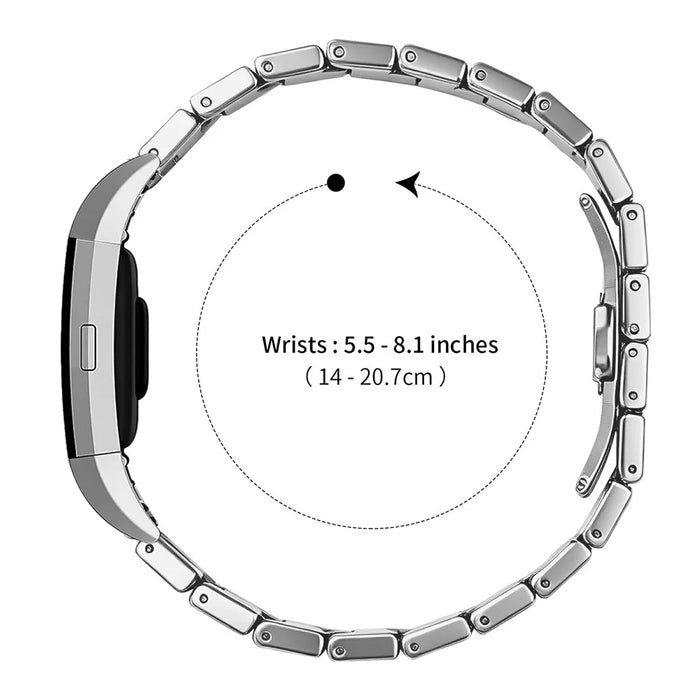 For Fitbit Charge 2 Strap One-bead Stainless Steel Watch Band with Butterfly Buckle - Silver - 7