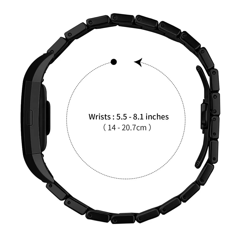 For Fitbit Charge 2 Watch Band One-bead Stainless Steel Smart Watch Bracelet with Butterfly Buckle - Black - 7