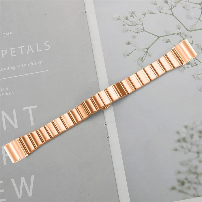 For Fitbit Charge 2 Strap One-bead Stainless Steel Replacement Metal Watch Band with Butterfly Buckle - Rose Gold - 6