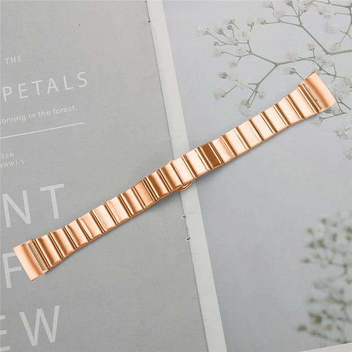For Fitbit Charge 3 Strap One-bead Stainless Steel Replacement Metal Watch Band with Butterfly Buckle - Rose Gold - 6