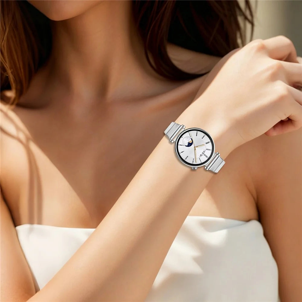 For Huawei Watch GT 4 41mm Strap 18mm One-bead Stainless Steel Watch Band with Butterfly Buckle - Silver - 4