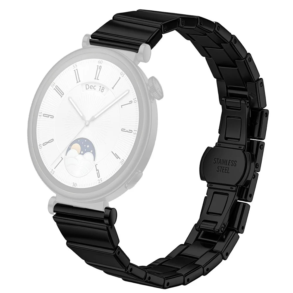 For Huawei Watch GT 4 41mm Watch Band 18mm One-bead Stainless Steel Smart Watch Bracelet with Butterfly Buckle - Black - 1