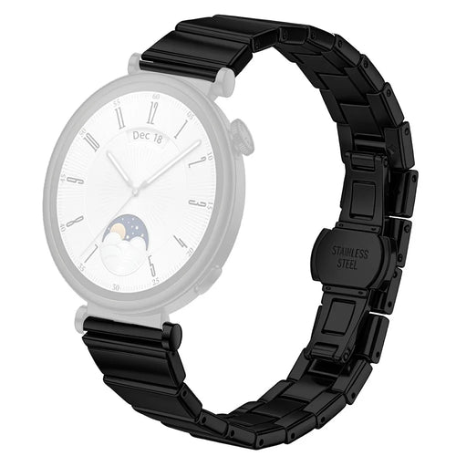 For Huawei Watch GT 4 41mm Watch Band 18mm One-bead Stainless Steel Smart Watch Bracelet with Butterfly Buckle - Black - 1