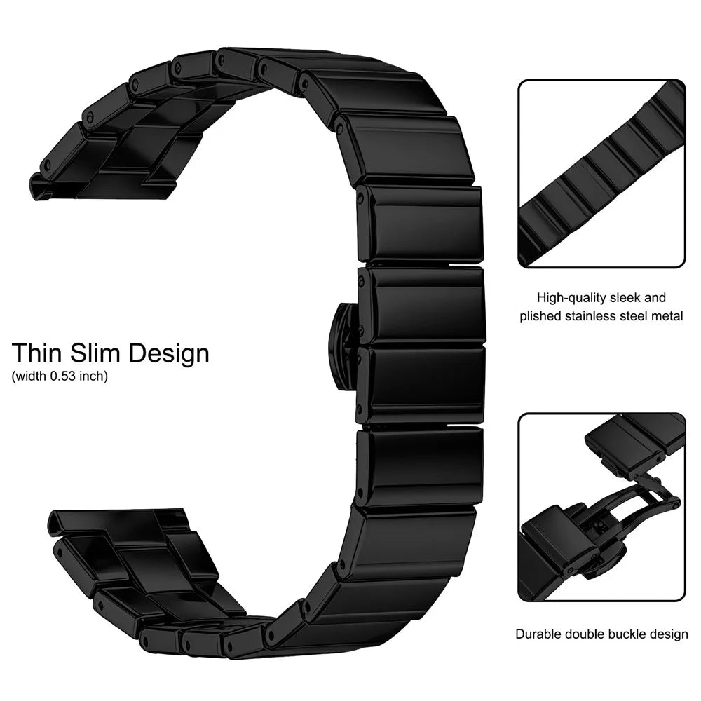 For Huawei Watch GT 4 41mm Watch Band 18mm One-bead Stainless Steel Smart Watch Bracelet with Butterfly Buckle - Black - 3