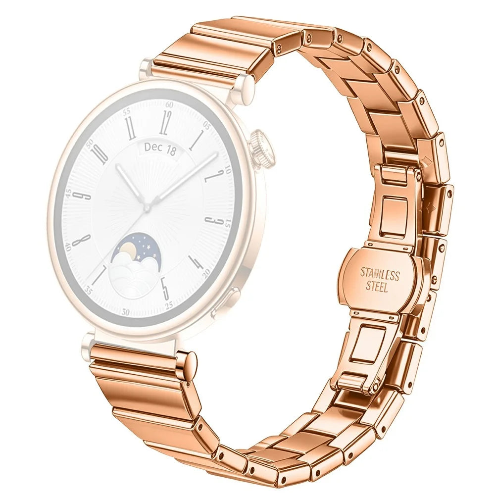 For Huawei Watch GT 4 41mm Strap 18mm One-bead Stainless Steel Replacement Metal Watch Band with Butterfly Buckle - Rose Gold - 1