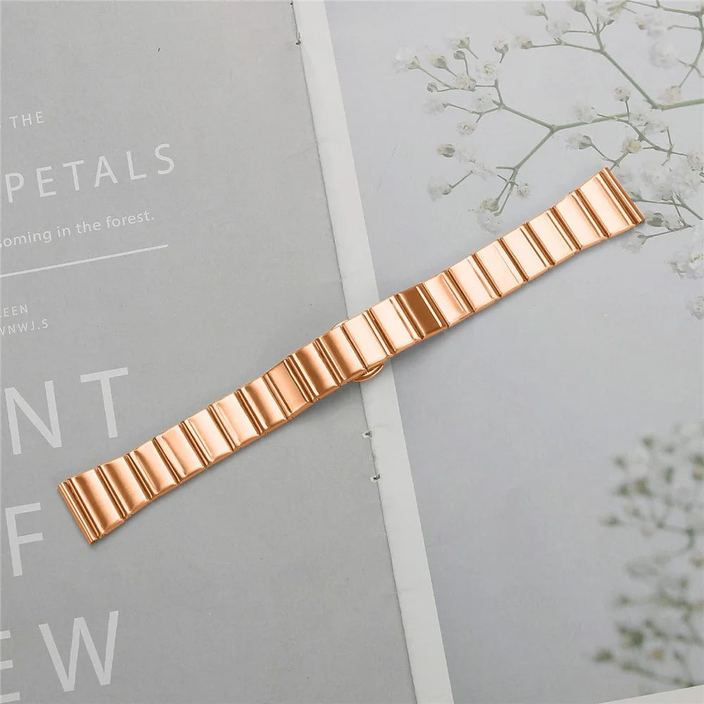For Huawei Watch GT 4 41mm Strap 18mm One-bead Stainless Steel Replacement Metal Watch Band with Butterfly Buckle - Rose Gold - 6