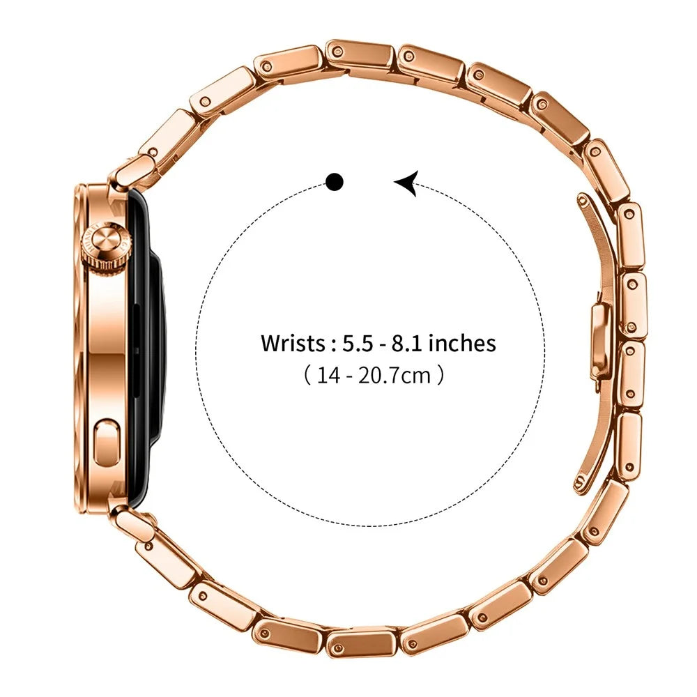 For Huawei Watch GT 4 41mm Strap 18mm One-bead Stainless Steel Replacement Metal Watch Band with Butterfly Buckle - Rose Gold - 7