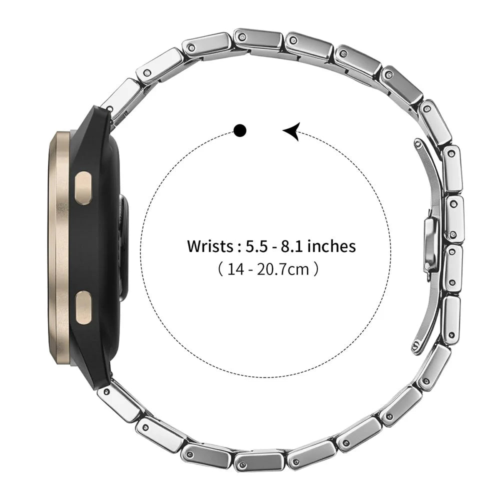 For Garmin Forerunner 265S Strap 18mm One-bead Stainless Steel Watch Band with Butterfly Buckle - Silver - 7