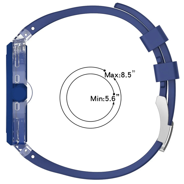 For Swatch Royal Pop Silicone Band 3 O'Clock Crown Strap with Transparent PC Case - White - 7