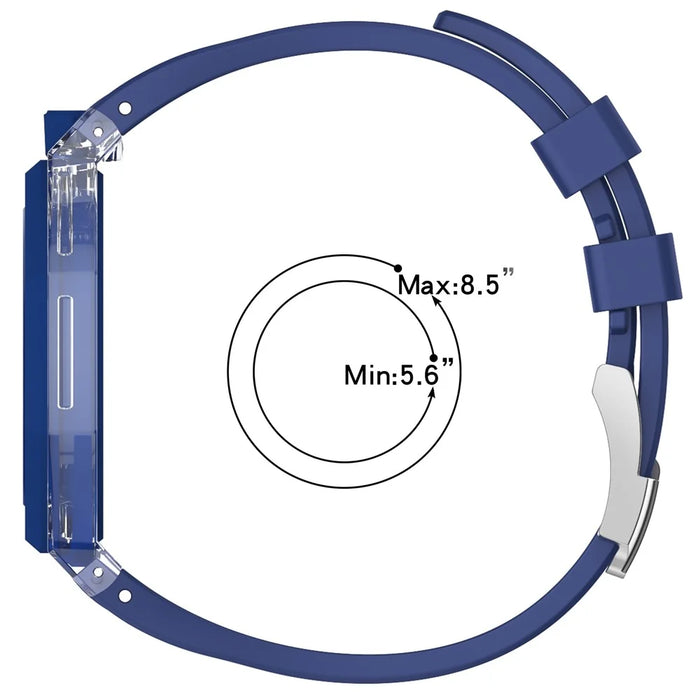 For Swatch Royal Pop Silicone Band 12 O'Clock Crown Strap with Transparent PC Case - Dark Blue - 7