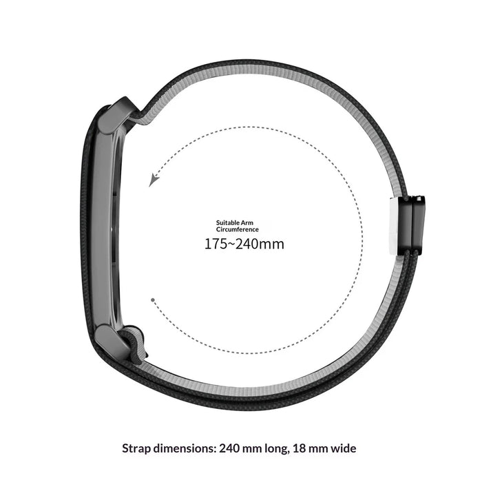 For Google Fitbit Air Nylon Strap Metal Frame Magnetic Checkered Woven Sport Band - Black - 4