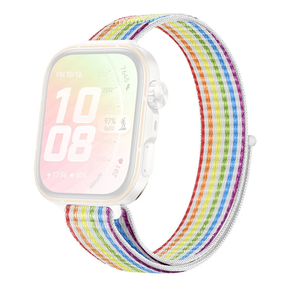 Nylon Strap for Huawei Watch Fit 5 Pro / 5 / 4 Pro / 4 / 3 Magic Tape Sport Loop Band Breathable Wristband - Rainbow - 1