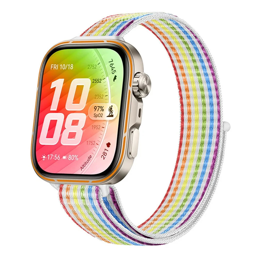 Nylon Strap for Huawei Watch Fit 5 Pro / 5 / 4 Pro / 4 / 3 Magic Tape Sport Loop Band Breathable Wristband - Rainbow - 2