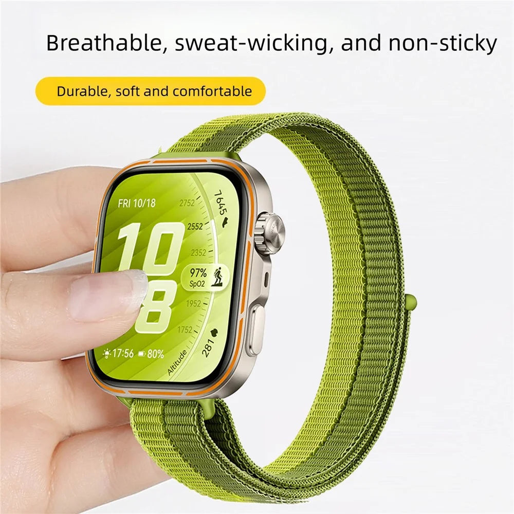 Nylon Strap for Huawei Watch Fit 5 Pro / 5 / 4 Pro / 4 / 3 Magic Tape Sport Loop Band Breathable Wristband - Rainbow - 3