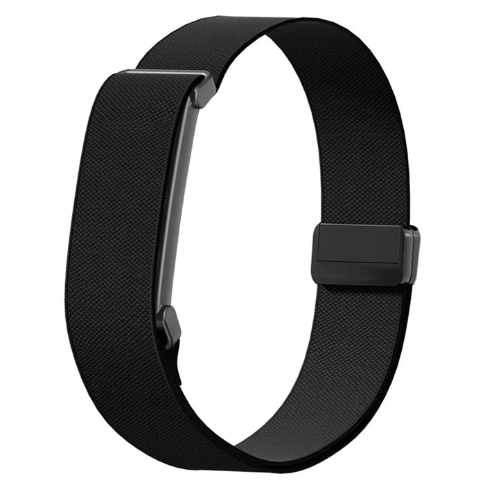 For Google Fitbit Air Nylon Strap Metal Frame Magnetic Buckle Elastic Sport Arm Band - Black - 1