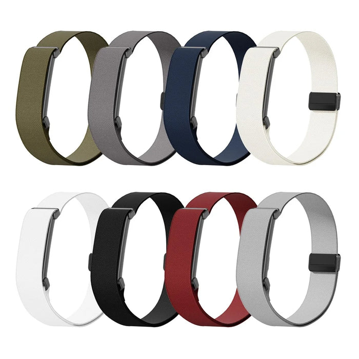 For Google Fitbit Air Nylon Strap Metal Frame Magnetic Buckle Elastic Sport Arm Band - Black - 3