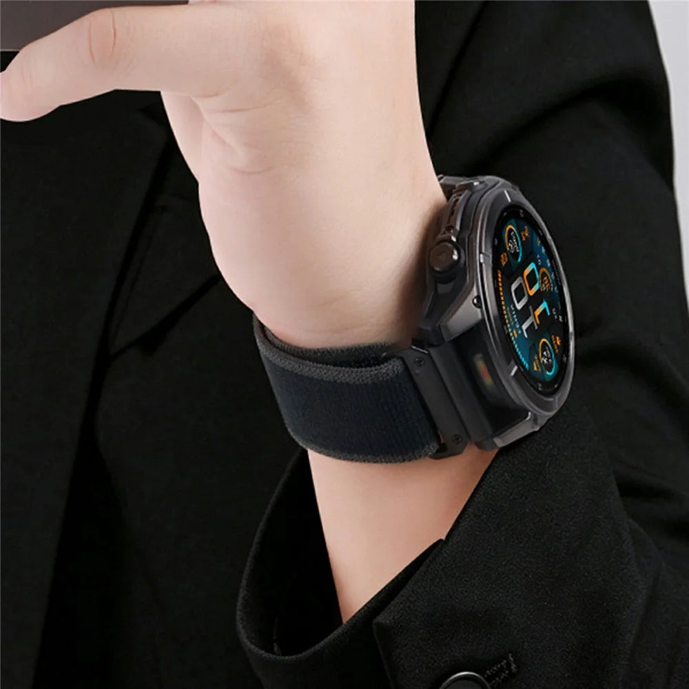 Nylon Watch Band for Garmin Fenix 8 Pro MicroLED 51mm / Fenix 8 Pro AMOLED 51mm / quatix 8 51mm , 26mm Loop Magic Tape Fastener Elastic Strap - Black - 5