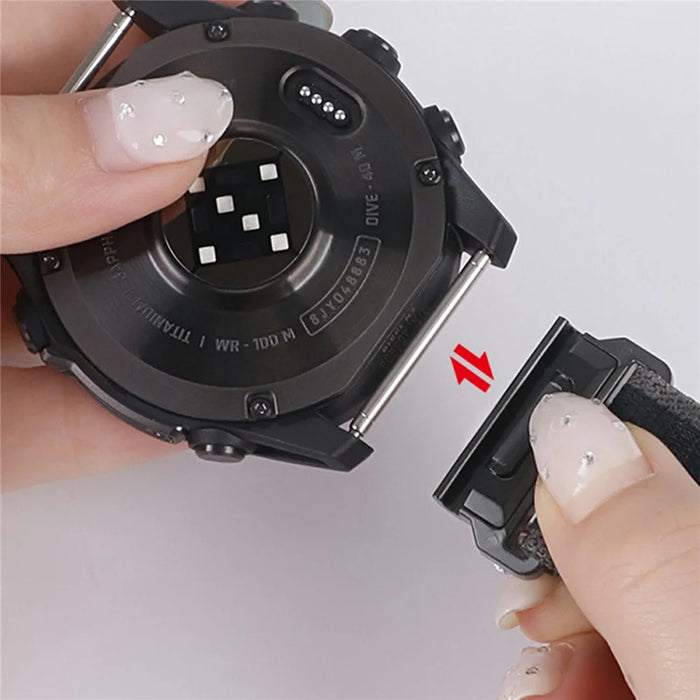 Nylon Watch Band for Garmin Instinct E 40mm / Fenix 8 AMOLED 43mm / Descent MK3 , 20mm Loop Magic Tape Fastener Elastic Strap - Black - 3