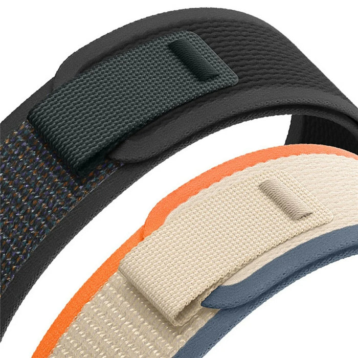 Nylon Watch Band for Garmin Instinct E 40mm / Fenix 8 AMOLED 43mm / Descent MK3 , 20mm Loop Magic Tape Fastener Elastic Strap - Black - 7